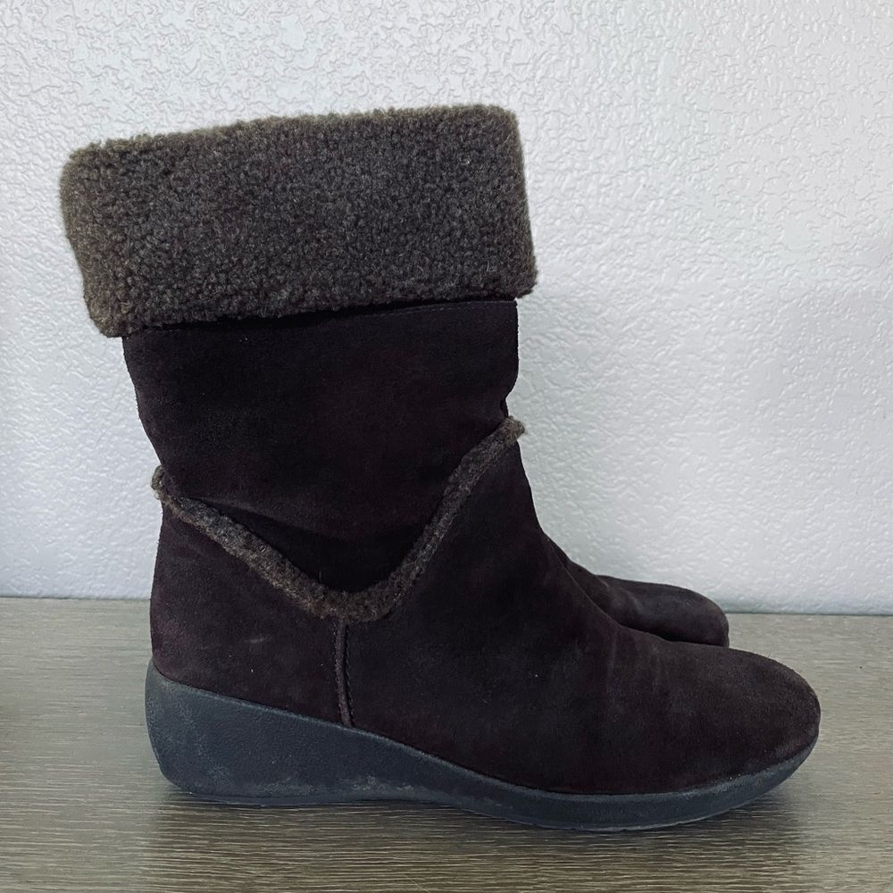 Easy Spirit Brown Suede Leather Sherpa Winter Boots 10 - Picture 5 of 8